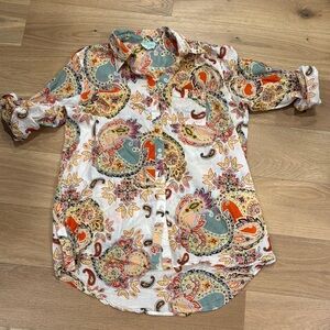 Colorful Paisley Button-Up Shirt